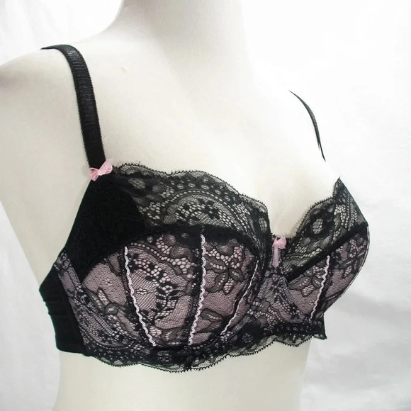 32D Jezebel 10035 Sylvia Unlined Lace UW Bra Black NWT - Picture 8 of 9
